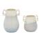 Set of 2 White Ceramic Farmhouse Vase, 12" x 10" x 9"